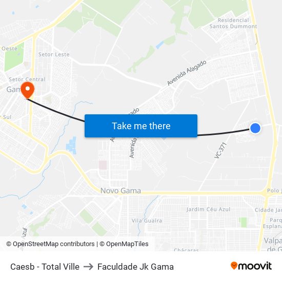 Caesb - Total Ville to Faculdade Jk Gama map