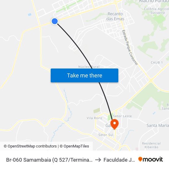 Br-060 Samambaia (Q 527/Terminal Samambaia Sul) to Faculdade Jk Gama map