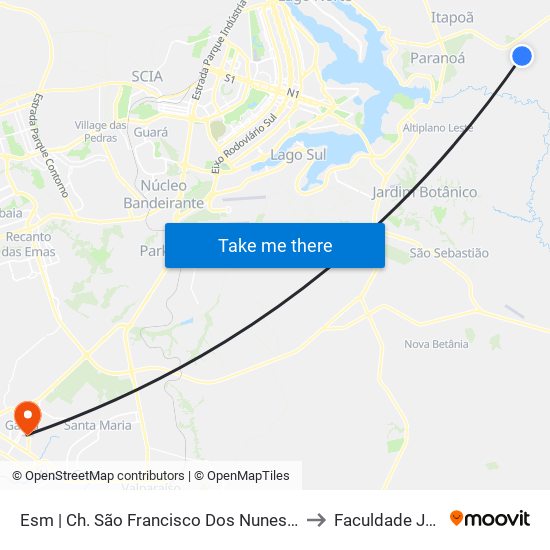 Esm | Ch. São Francisco Dos Nunes «Lado Oposto» to Faculdade Jk Gama map