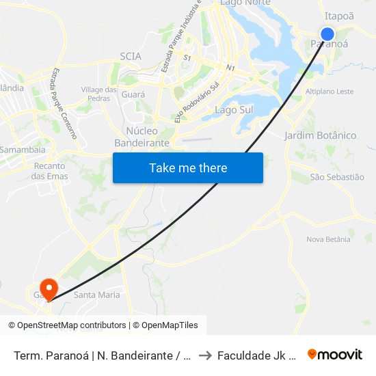 Term. Paranoá | N. Bandeirante / Ceilândia to Faculdade Jk Gama map