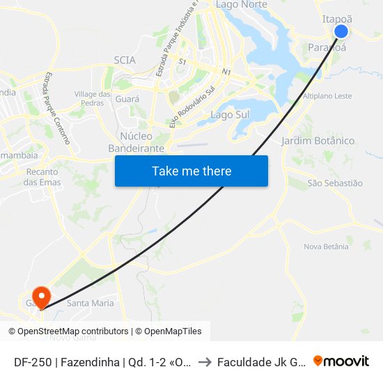 DF-250 | Fazendinha | Qd. 1-2 «Oposto» to Faculdade Jk Gama map