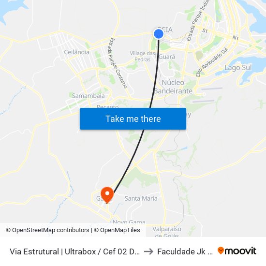 Via Estrutural | Ultrabox / Cef 02 Da Estrutural to Faculdade Jk Gama map