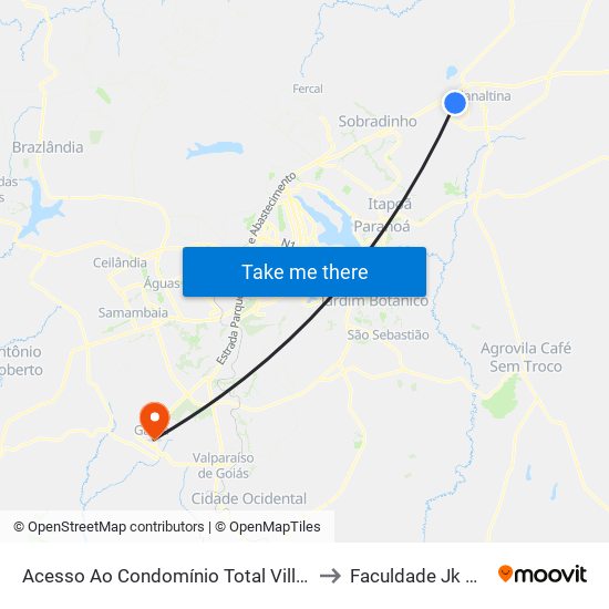 Acesso Ao Condomínio Total Ville 9 E 10 to Faculdade Jk Gama map