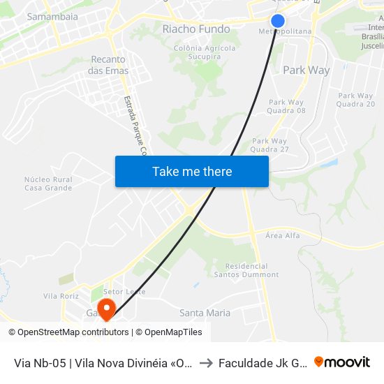 Via Nb-05 | Vila Nova Divinéia «Oposto» to Faculdade Jk Gama map