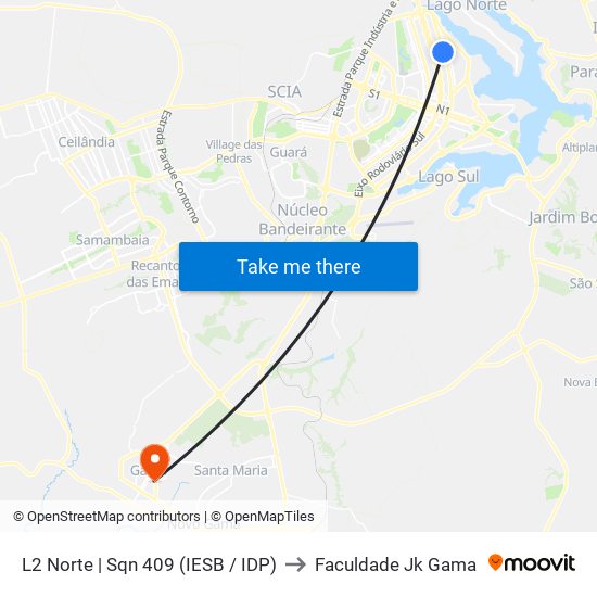 L2 Norte | Sqn 409 (IESB / IDP) to Faculdade Jk Gama map