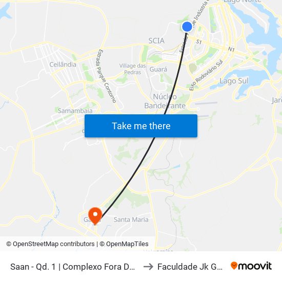 Saan - Qd. 1 | Complexo Fora Do Eixo to Faculdade Jk Gama map