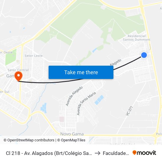 Cl 218 - Av. Alagados (Brt/Colégio Santa Maria/N.S.Aparecida) to Faculdade Jk Gama map