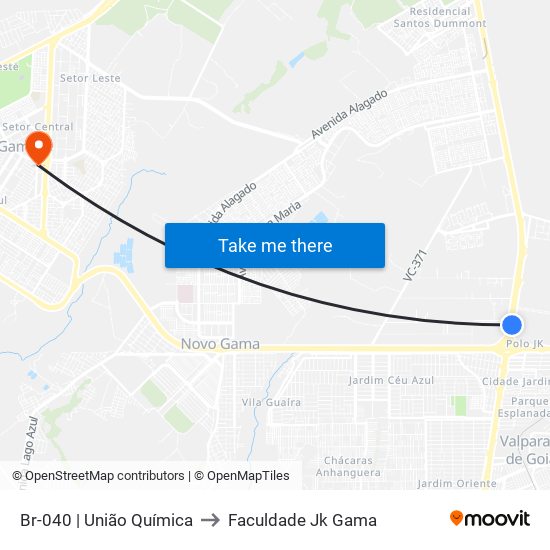 Br-040 | União Química to Faculdade Jk Gama map