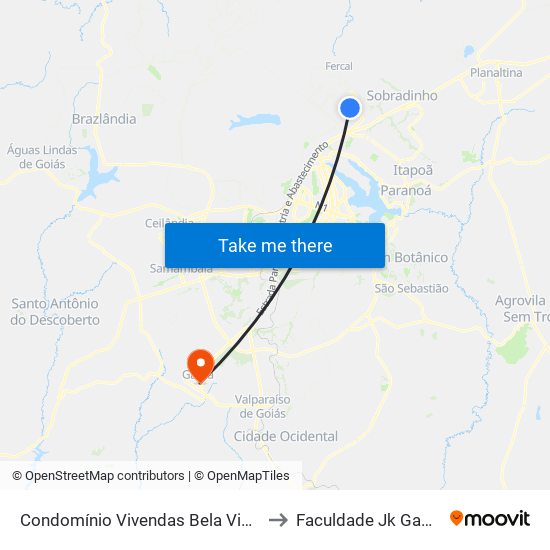 Condomínio  Vivendas Bela Vista to Faculdade Jk Gama map