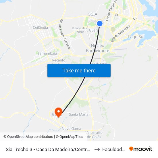 Sia Trecho 3 - Casa Da Madeira/Centro De Referência Do Trabalhador to Faculdade Jk Gama map
