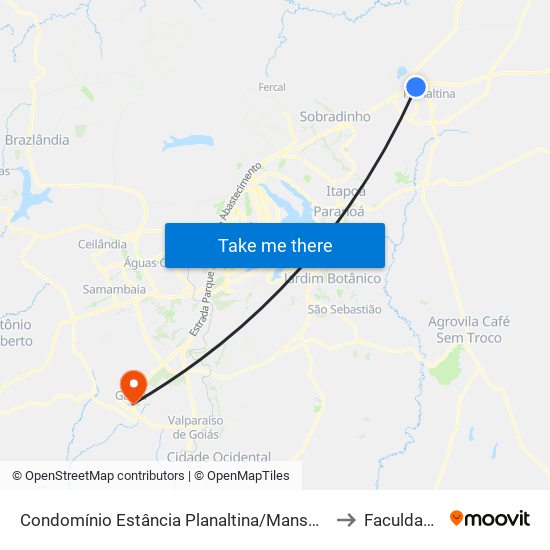 Condomínio Estância Planaltina/Mansões Itiquira - Próximo Ao Hotel Barrigão to Faculdade Jk Gama map