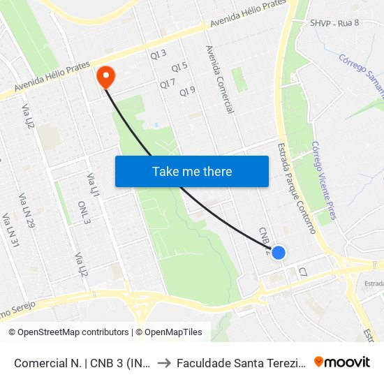 Comercial Norte | Cnb 3 (Inss) to Faculdade Santa Terezinha map