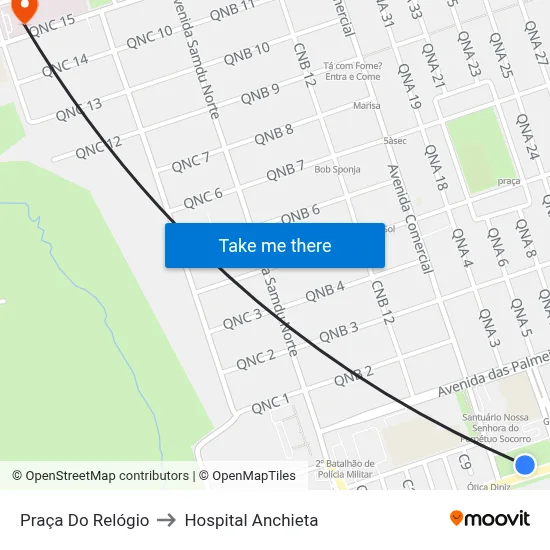 Praça Do Relógio to Hospital Anchieta map