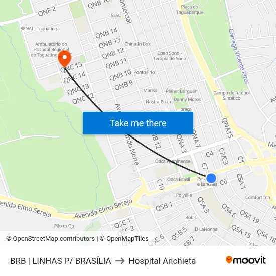 BRB | LINHAS P/ BRASÍLIA to Hospital Anchieta map