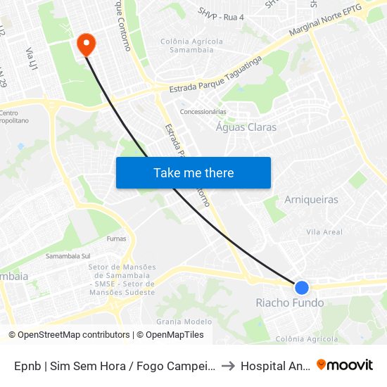 Epnb | Sim Sem Hora / Fogo Campeiro / Villa Brasil to Hospital Anchieta map