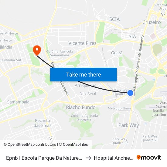 Epnb | Escola Parque Da Natureza to Hospital Anchieta map