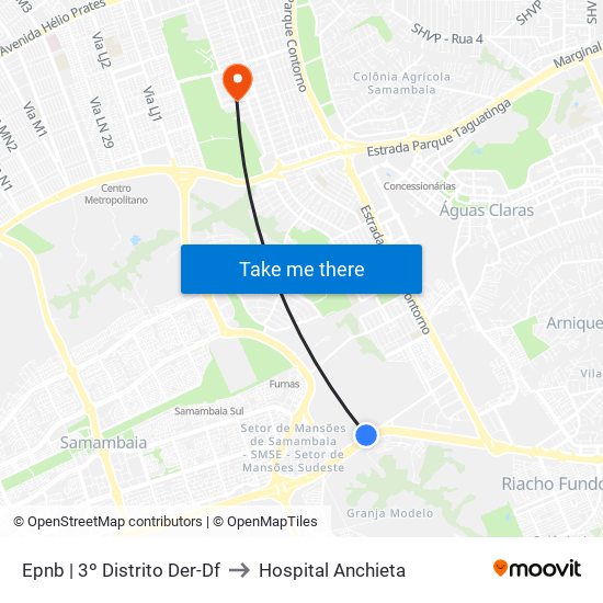 Epnb | 3º Distrito Der-Df to Hospital Anchieta map