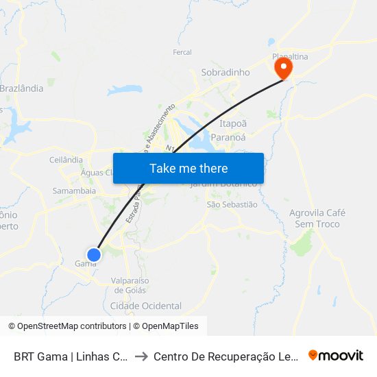 BRT Gama | Linhas Circulares to Centro De Recuperação Leão De Judá map