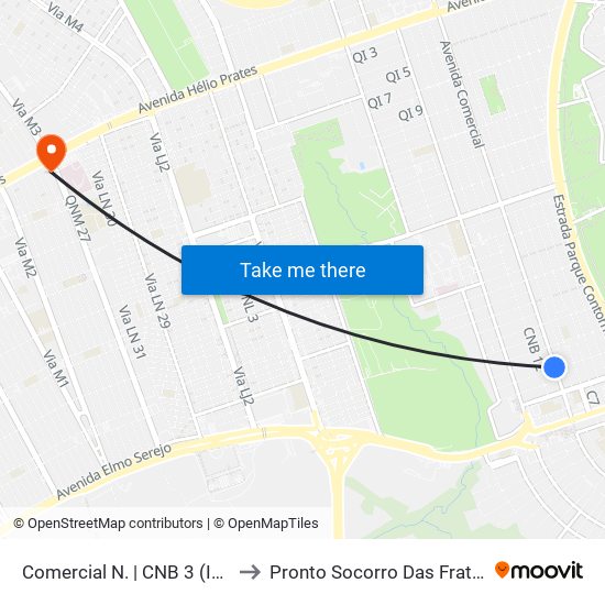Comercial N. | CNB 3 (INSS) to Pronto Socorro Das Fraturas map