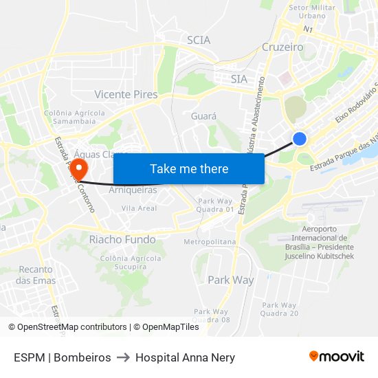 ESPM | Bombeiros to Hospital Anna Nery map