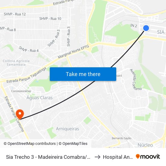 SIA Tr. 3 | Mundo dos Filtros / Hospfar / SEBRAE to Hospital Anna Nery map