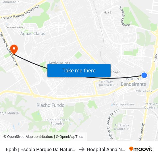 Epnb | Escola Parque Da Natureza to Hospital Anna Nery map