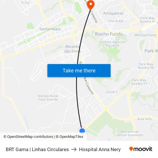 BRT Gama | Linhas Circulares to Hospital Anna Nery map