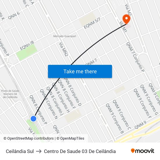 Ceilândia Sul to Centro De Saude 03 De Ceilândia map