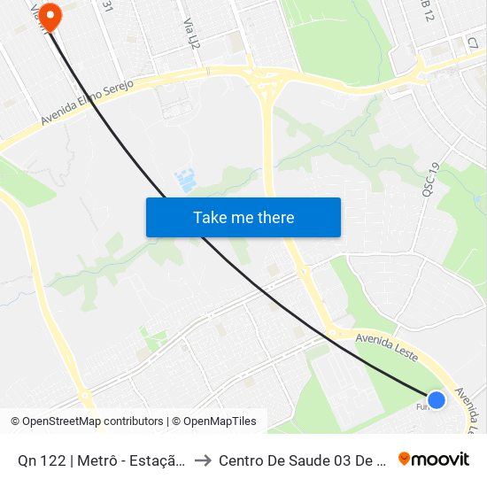 Qn 122 | Metrô - Estação Furnas to Centro De Saude 03 De Ceilândia map