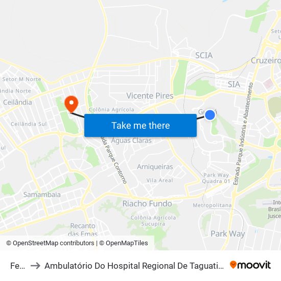 Feira to Ambulatório Do Hospital Regional De Taguatinga - Hrt map