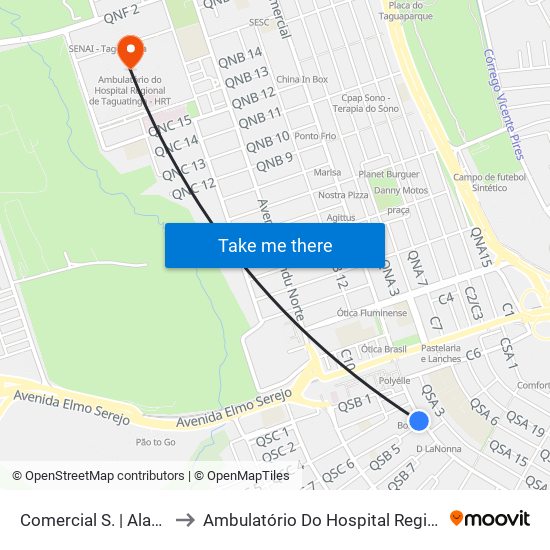 Comercial S. | Alameda Shopping to Ambulatório Do Hospital Regional De Taguatinga - Hrt map