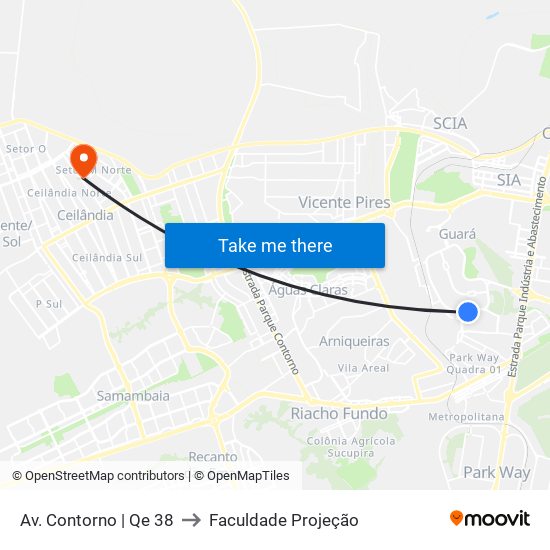 Av. Contorno | Qe 38 to Faculdade Projeção map