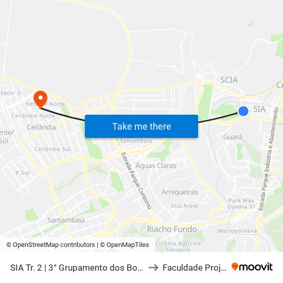 Sia Trecho 2 | 3° Grupamento Dos Bombeiros to Faculdade Projeção map