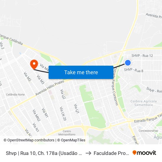 Shvp | Rua 10, Ch. 178a (Usadão Do Vidro) to Faculdade Projeção map