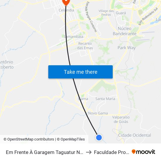 Em Frente À Garagem Taguatur Novo Gama to Faculdade Projeção map