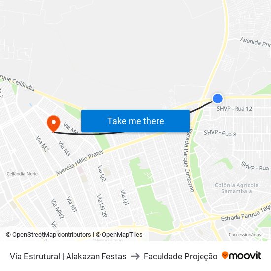 Via Estrutural | Alakazan Festas to Faculdade Projeção map