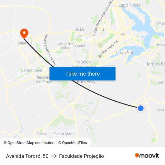 Avenida Tororó, 50 to Faculdade Projeção map