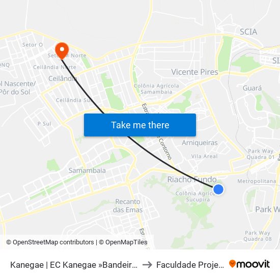 Kanegae | EC Kanegae »Bandeirante» to Faculdade Projeção map