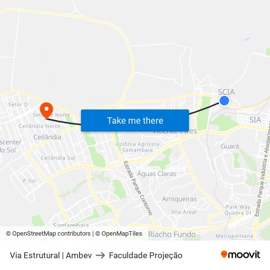 Via Estrutural | Ambev to Faculdade Projeção map