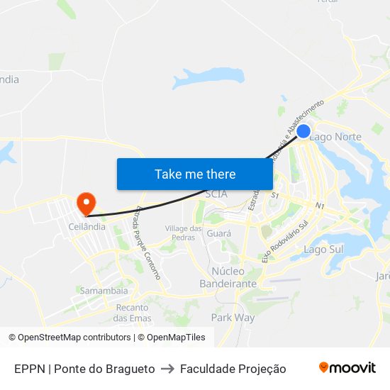 EPPN | Ponte do Bragueto to Faculdade Projeção map