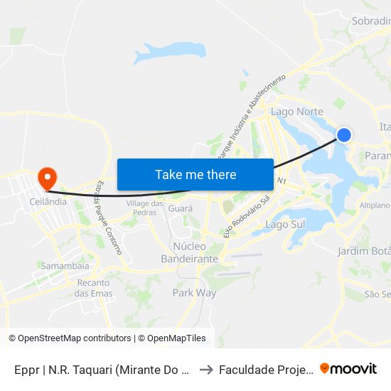 Eppr | N.R. Taquari (Mirante Do Casal) to Faculdade Projeção map