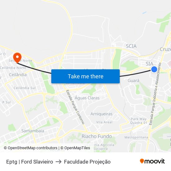 Eptg | Ford Slavieiro to Faculdade Projeção map