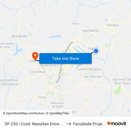 DF-250 | Cond. Mansões Entre Lagos to Faculdade Projeção map