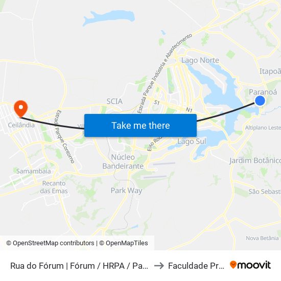 Rua do Fórum | Fórum / HRPA / Parque Vivencial to Faculdade Projeção map