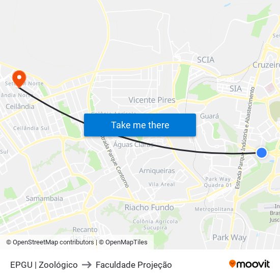 EPGU | Zoológico to Faculdade Projeção map