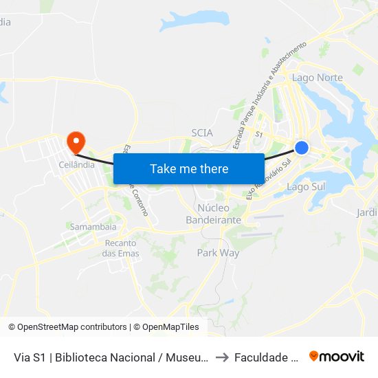 Via S1 | Biblioteca Nacional / Museu Nacional / SESI LAB to Faculdade Projeção map