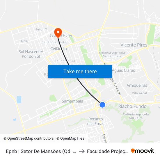 Epnb | Setor De Mansões (Qd. 13) to Faculdade Projeção map
