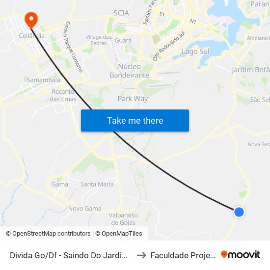 Divida Go/Df - Saindo Do Jardim Abc to Faculdade Projeção map