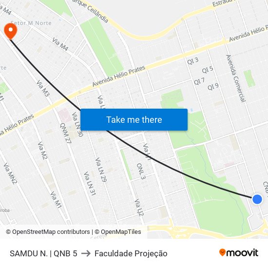 SAMDU N. | QNB 5 to Faculdade Projeção map