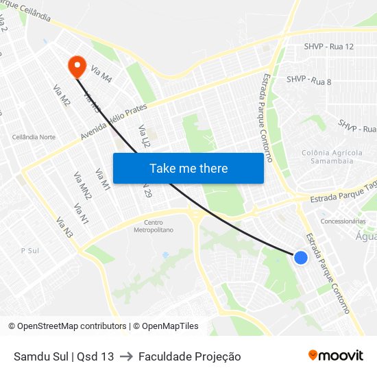 Samdu Sul | Qsd 13 to Faculdade Projeção map